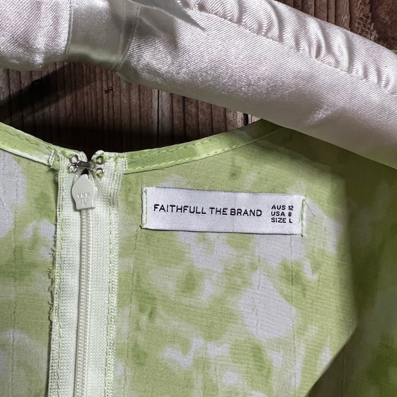 Faithfull The Brand Vittoria Mini Dress Roos Tie Dye Lime Puff Slv Sz 8 - Picture 4 of 17